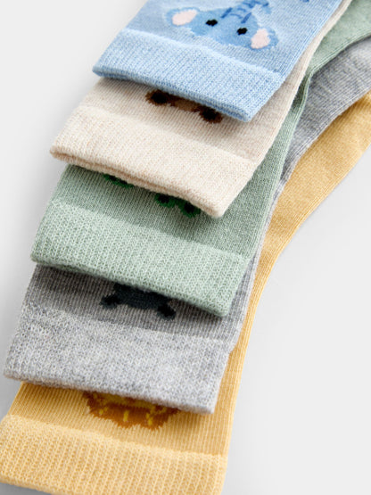 JoJo Maman Bébé Multi 5-Pack Safari Animal Socks - image 3