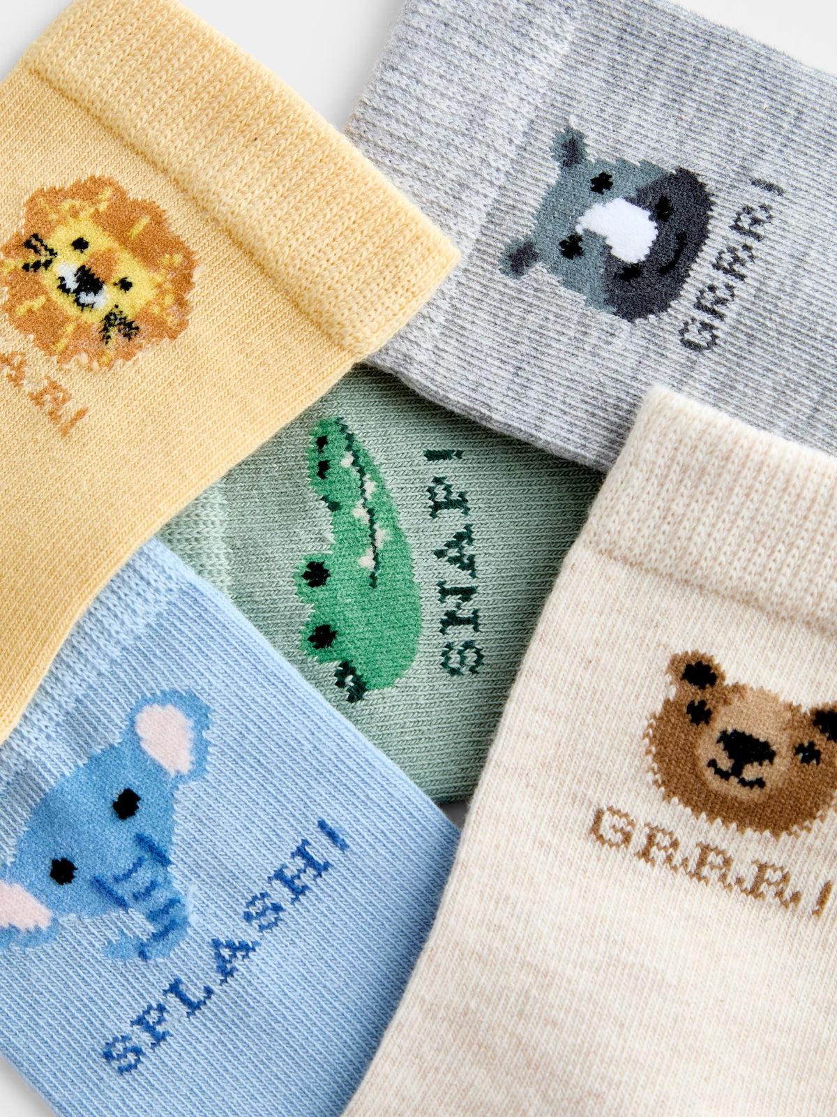 JoJo Maman Bébé Multi 5-Pack Safari Animal Socks - image 4