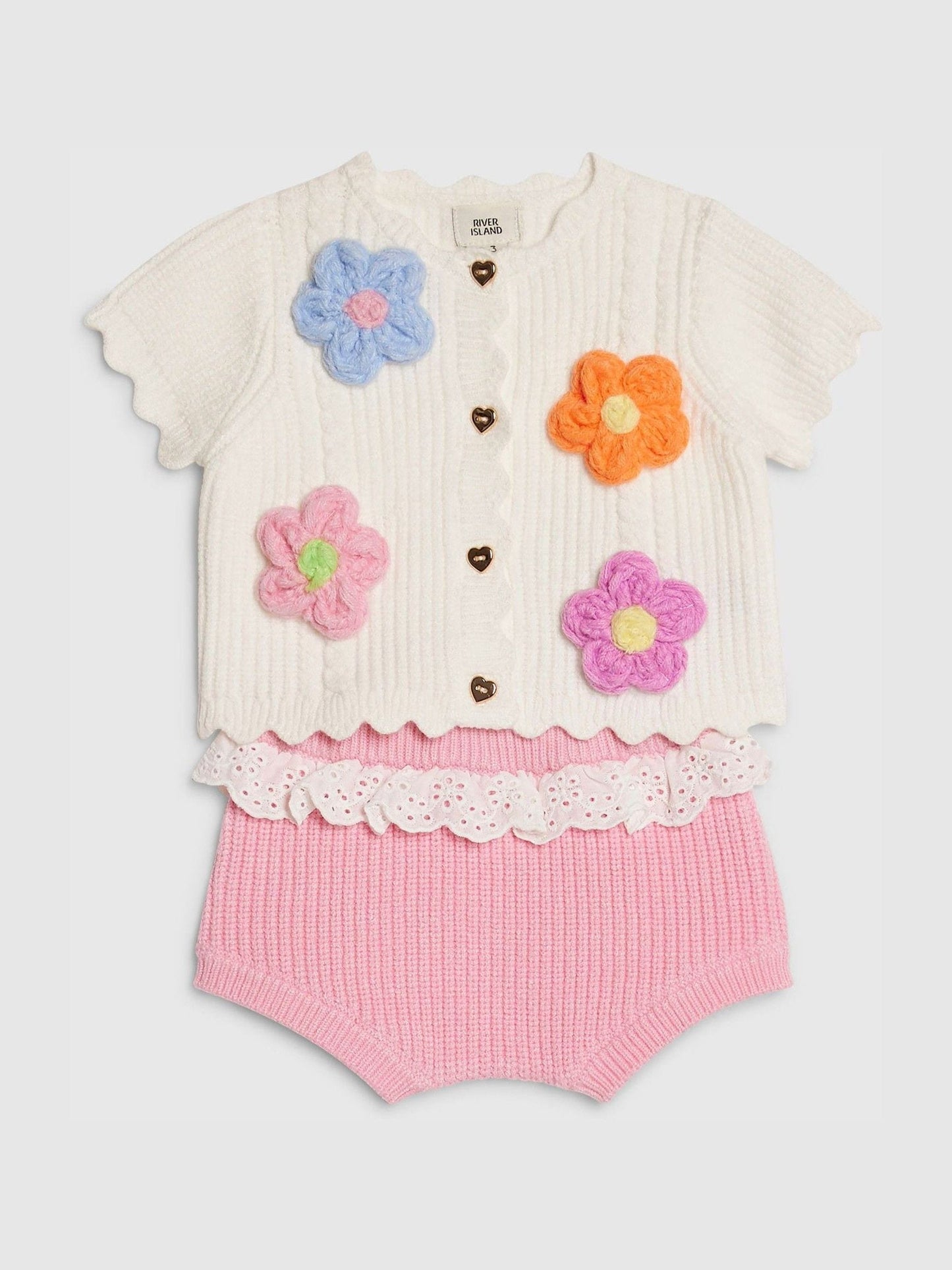 River Island Cream 3D Flower Bloomer Set image 3