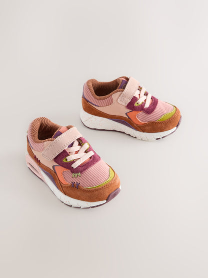 Multi Pink Touch Fastening Elastic Lace Bubble Trainers image 1
