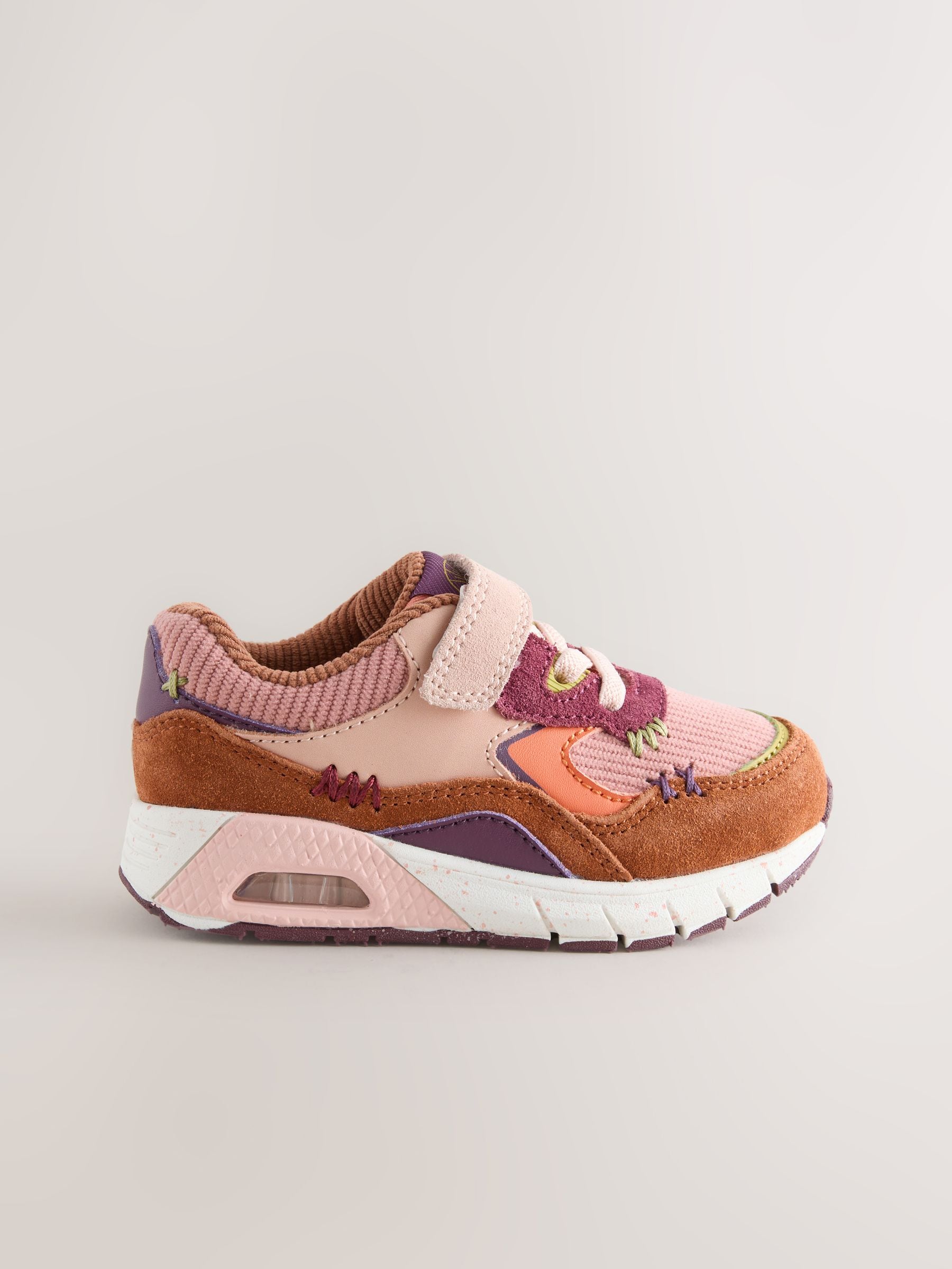Multi Pink Touch Fastening Elastic Lace Bubble Trainers image 2