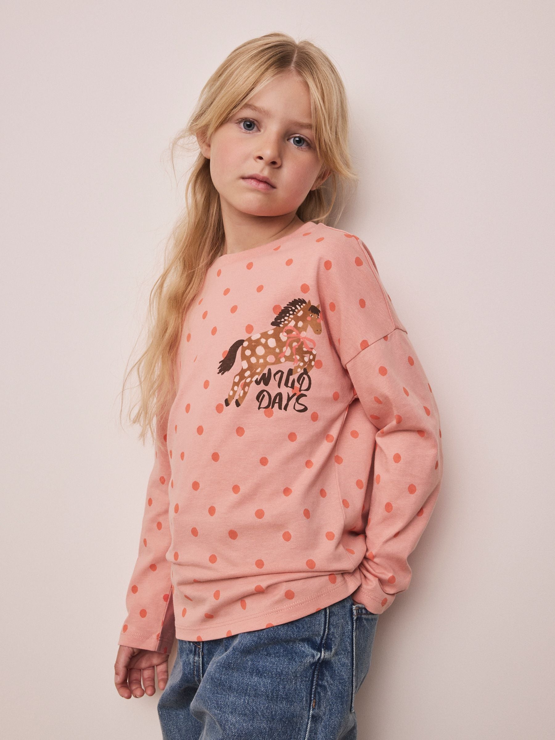Dsiney Kidz - Pink Spot Horse Long Sleeve Top (3-16yrs) image 1