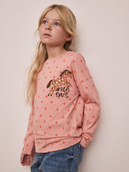 Dsiney Kidz - Pink Spot Horse Long Sleeve Top (3-16yrs) image 2
