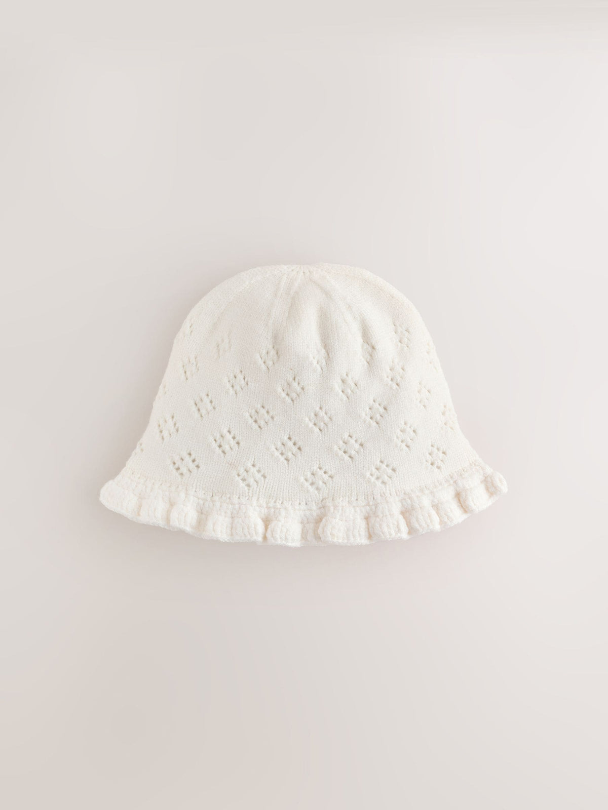 White Knitted Frill Baby Hat - image 4