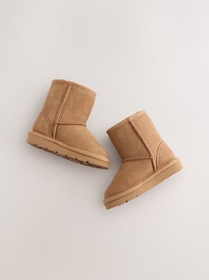 Dsiney Kidz - Tan Brown Wide Fit (G) Water Repellent Tall Suede Pull On Boots image 3