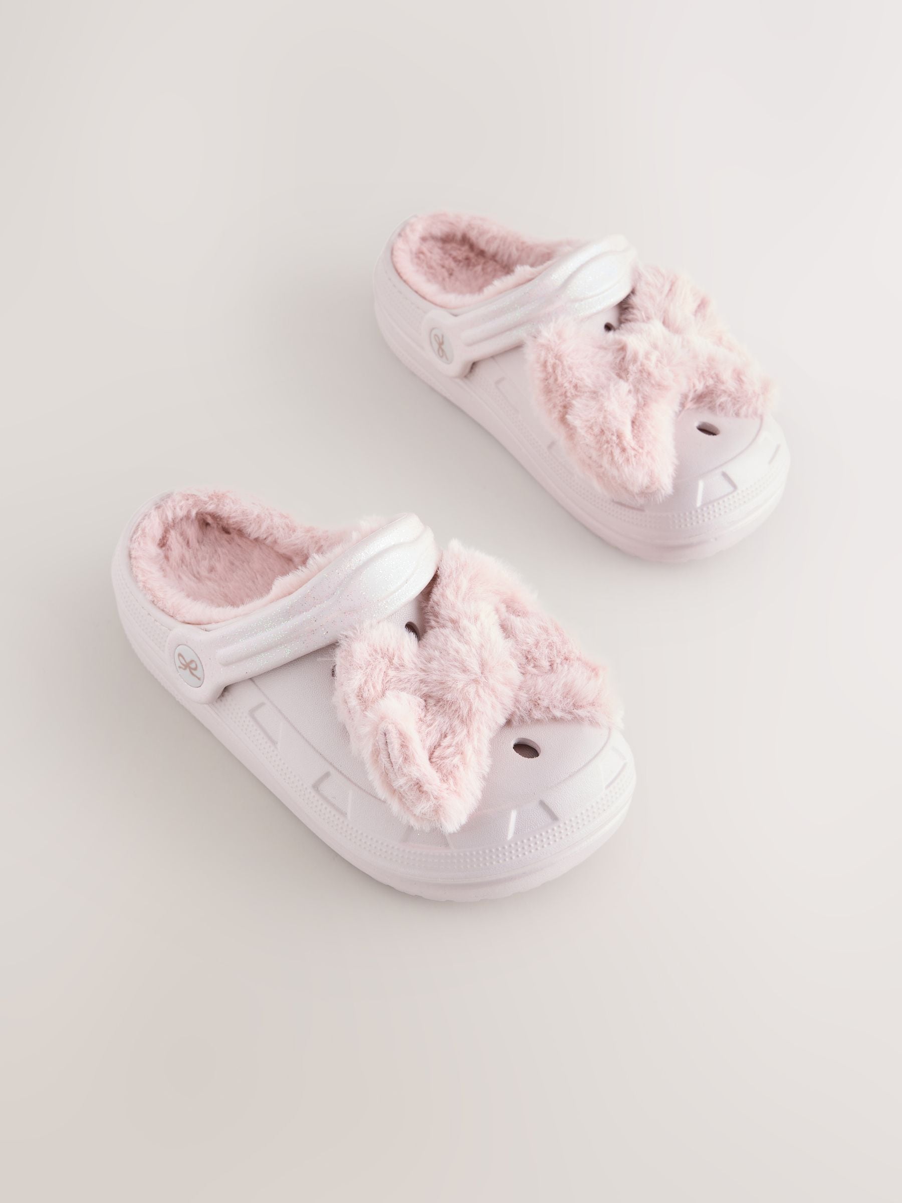 Pink Bow Fur Lined Slipper Clogs image 1
