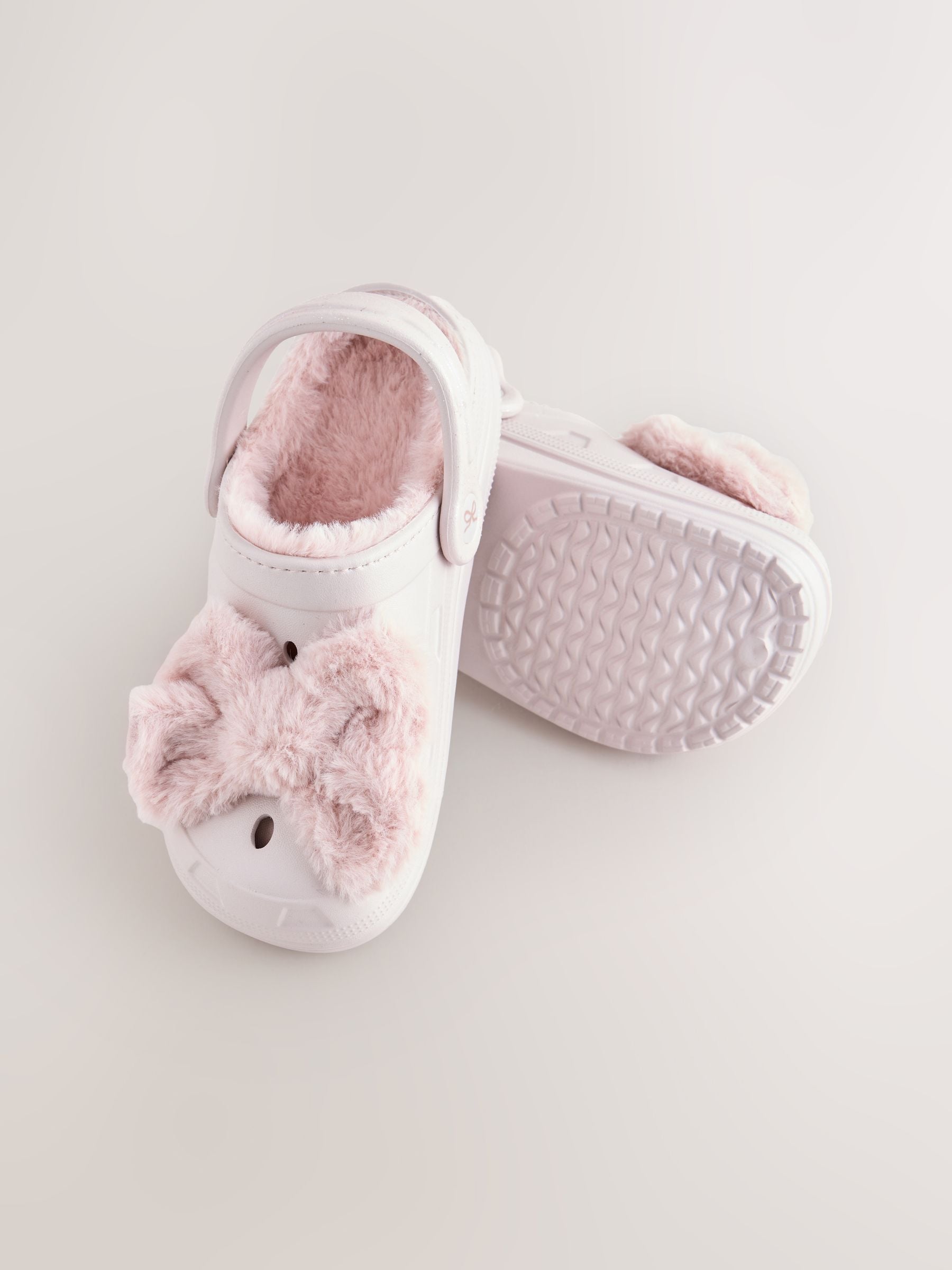 Pink Bow Fur Lined Slipper Clogs image 3
