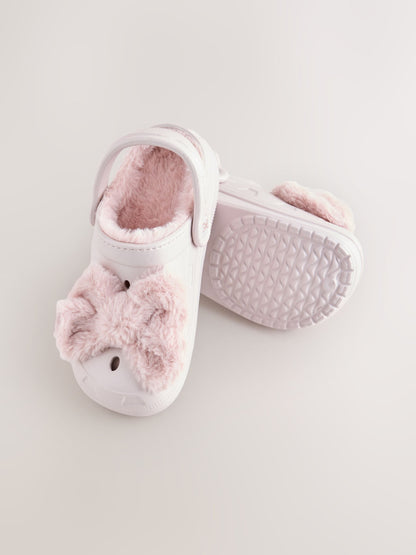 Pink Bow Fur Lined Slipper Clogs image 3