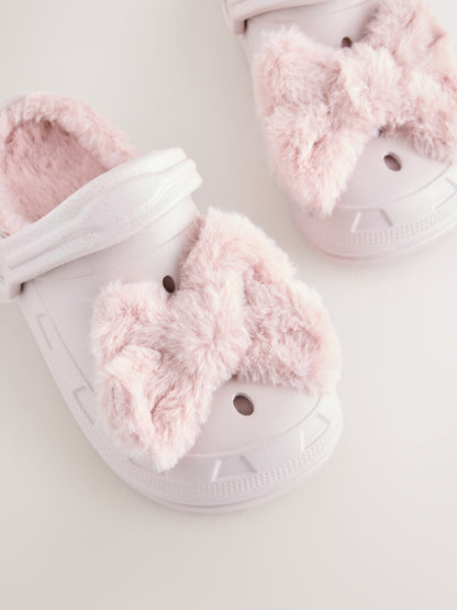 Pink Bow Fur Lined Slipper Clogs image 4