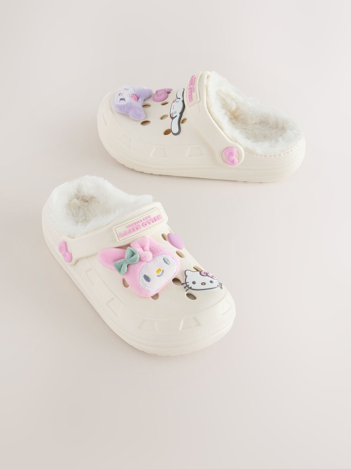 Cream Hello Kitty and Friends Faux Fur Lined Slipper Clogs - image 1