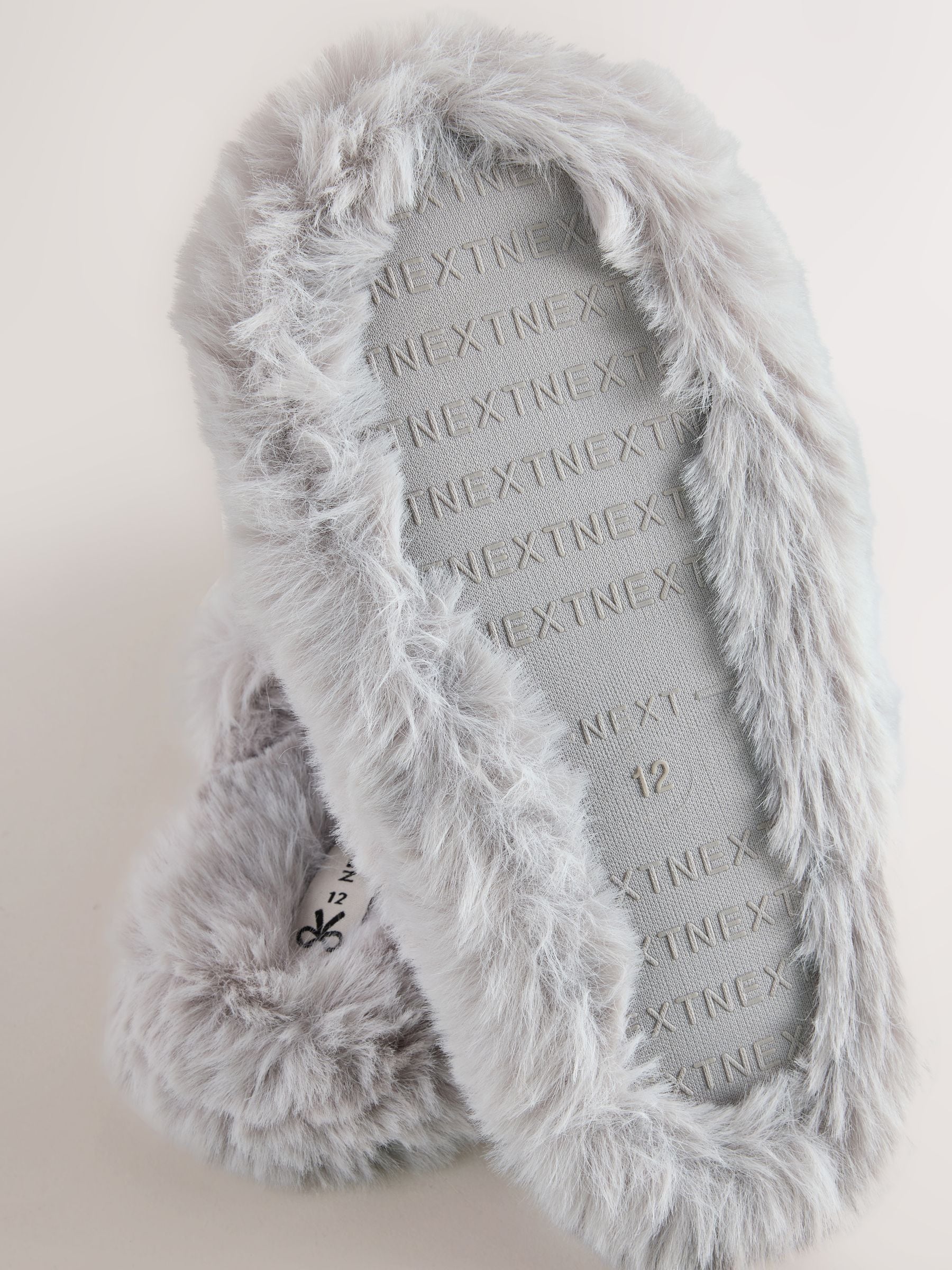 Grey Faux Fur Slipper Mules image 3