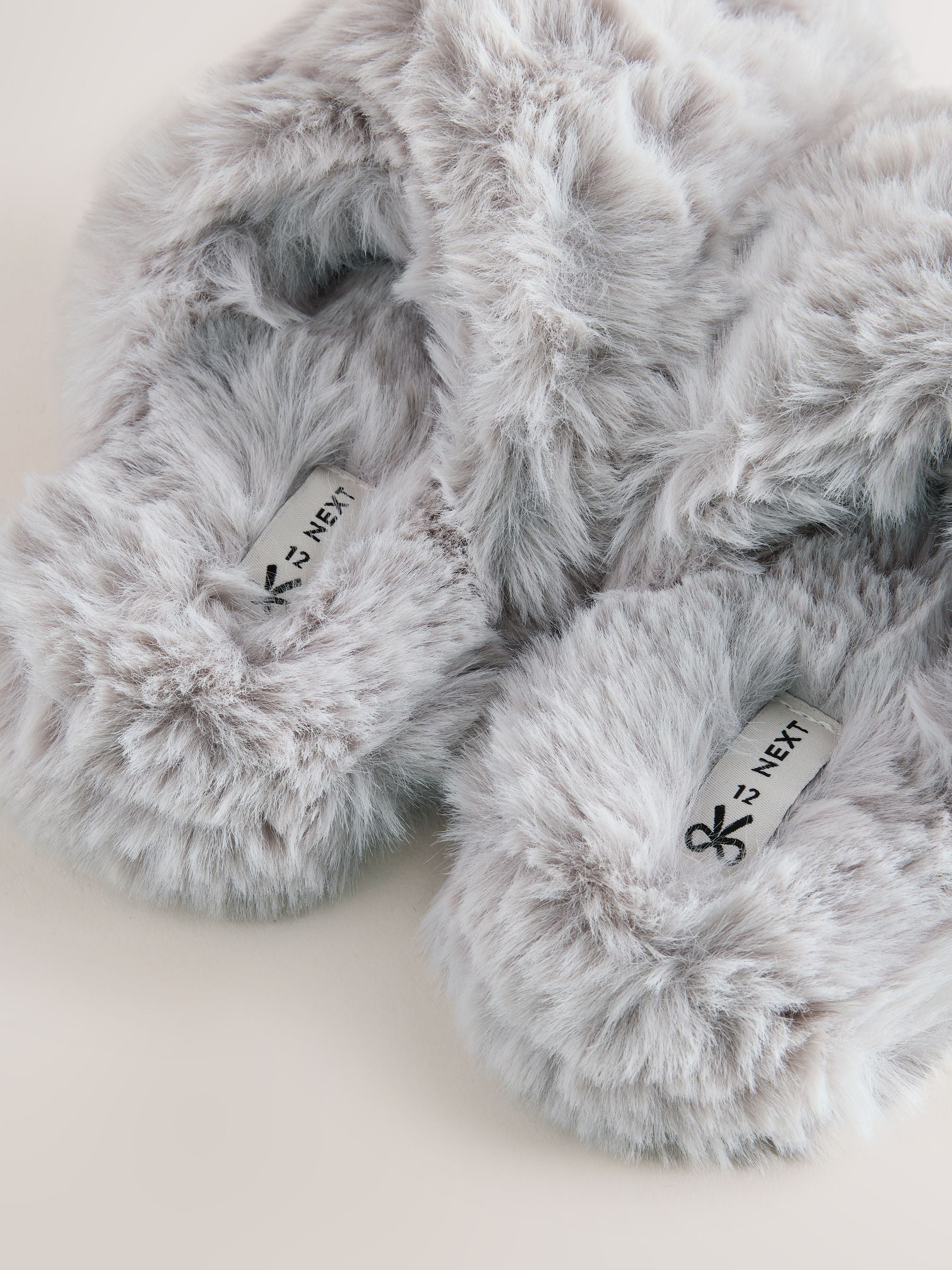 Grey Faux Fur Slipper Mules image 5