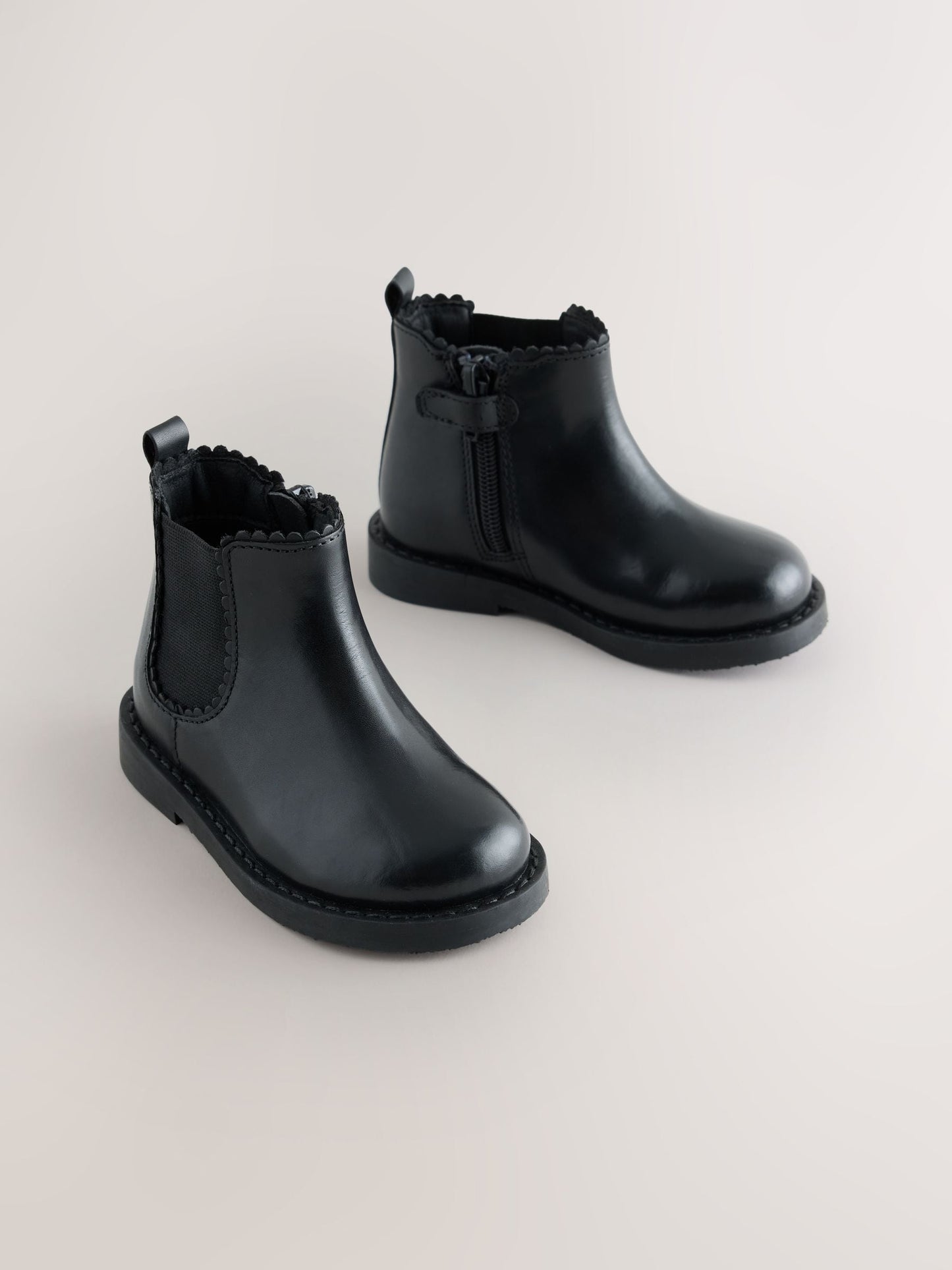 Black Leather Chelsea Ankle Boots image 1