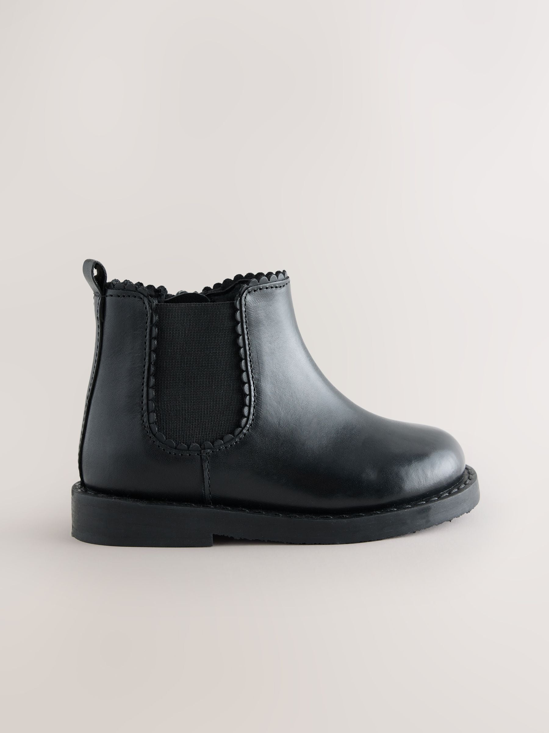 Black Leather Chelsea Ankle Boots image 2
