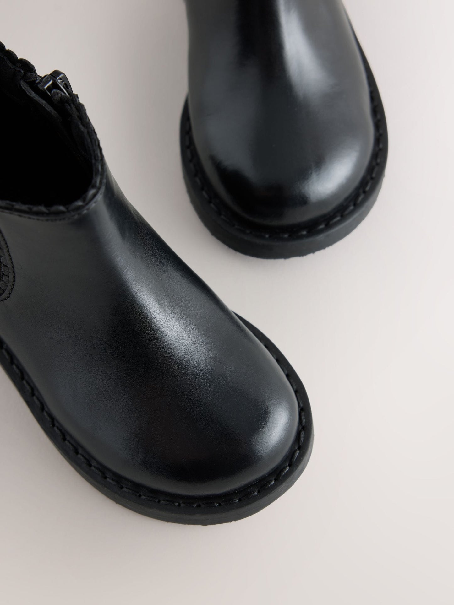 Black Leather Chelsea Ankle Boots image 3