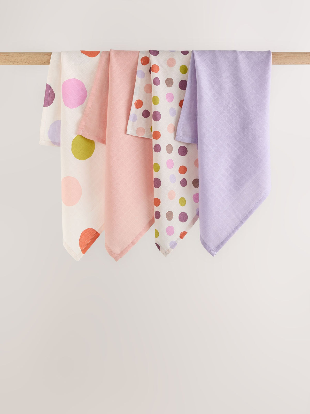 Multi Polka Dot Baby Muslins Cloths 4 Pack - image 1