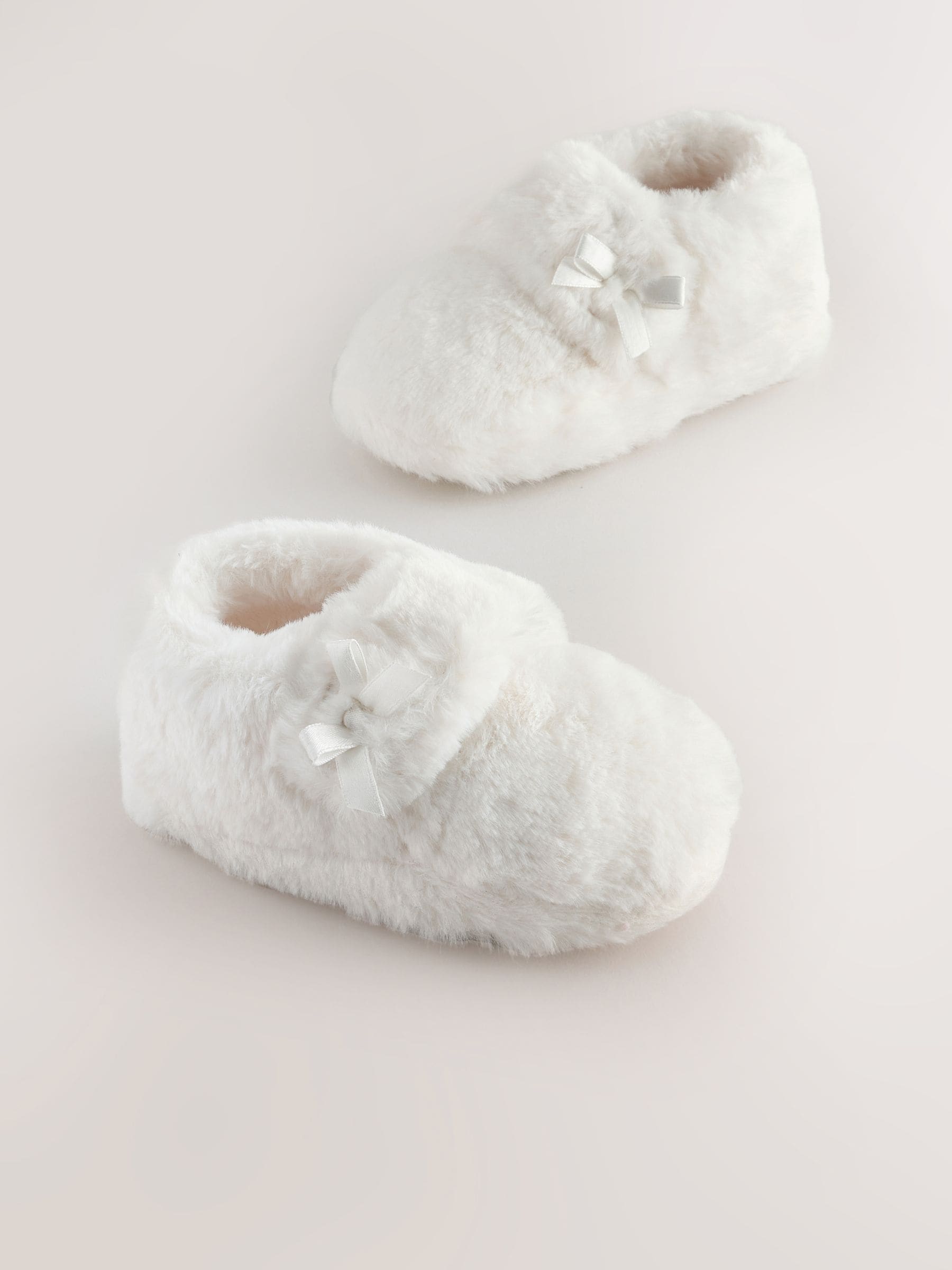 White Faux Fur Slippers image 1