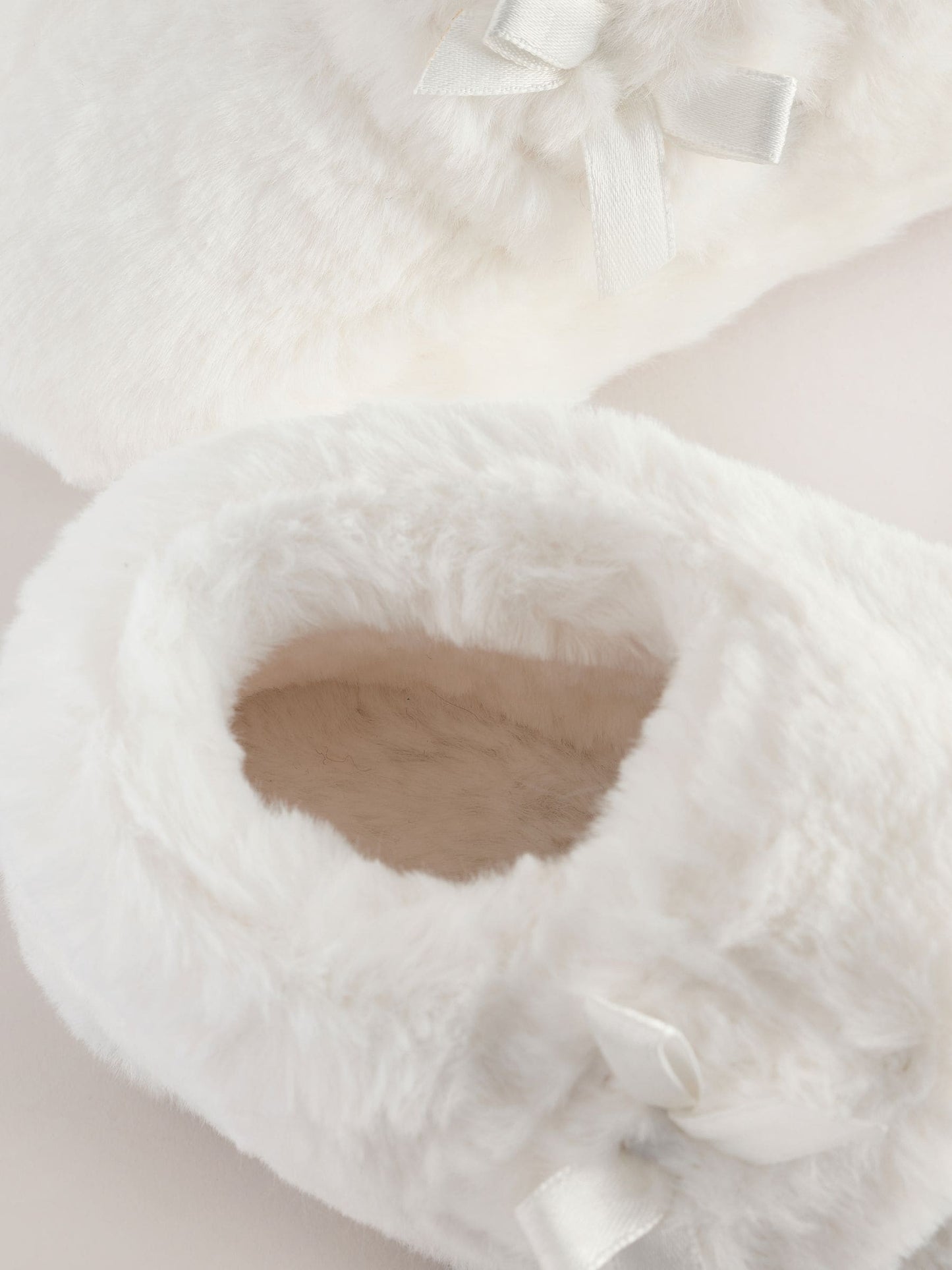 White Faux Fur Slippers image 3