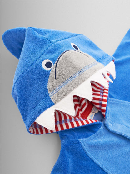 JoJo Maman Bébé Blue Shark Character Hooded Poncho Towel image 2