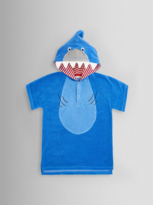 JoJo Maman Bébé Blue Shark Character Hooded Poncho Towel image 1