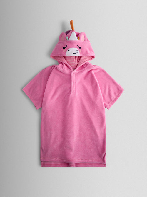 JoJo Maman Bébé Pink Unicorn Character Hooded Poncho Towel image 1