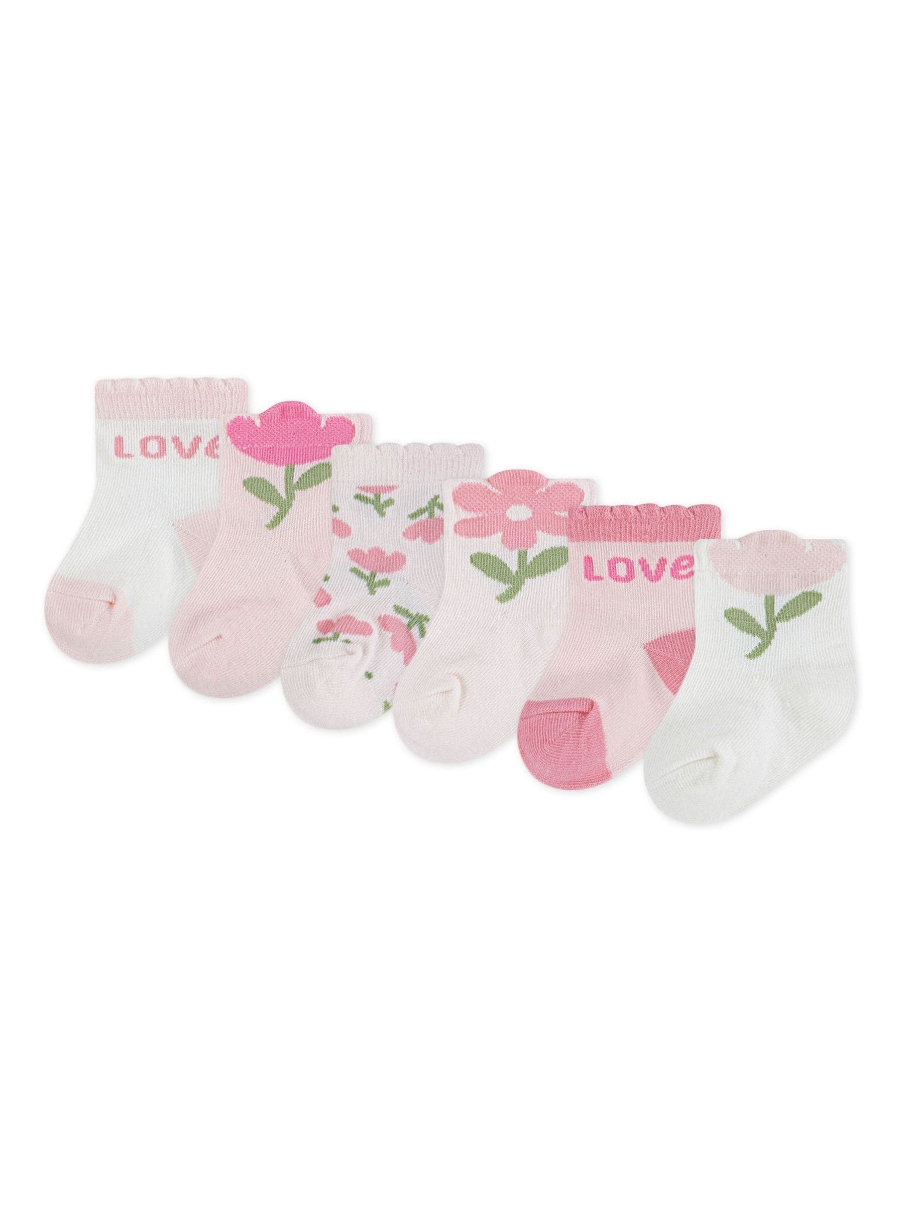 Huggies Pink Baby 6 Pack Socks image 2