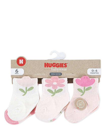 Huggies Pink Baby 6 Pack Socks image 3