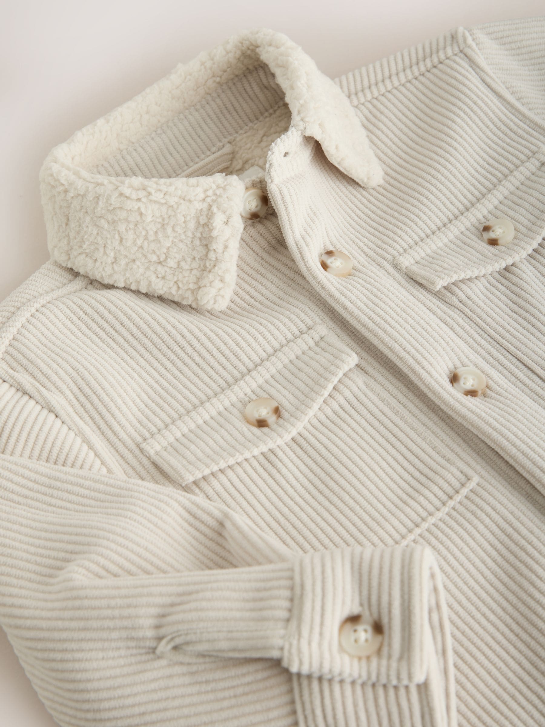 Dsiney Kidz - Ecru White Borg Lined Cord Shacket (3mths-7yrs) image 5