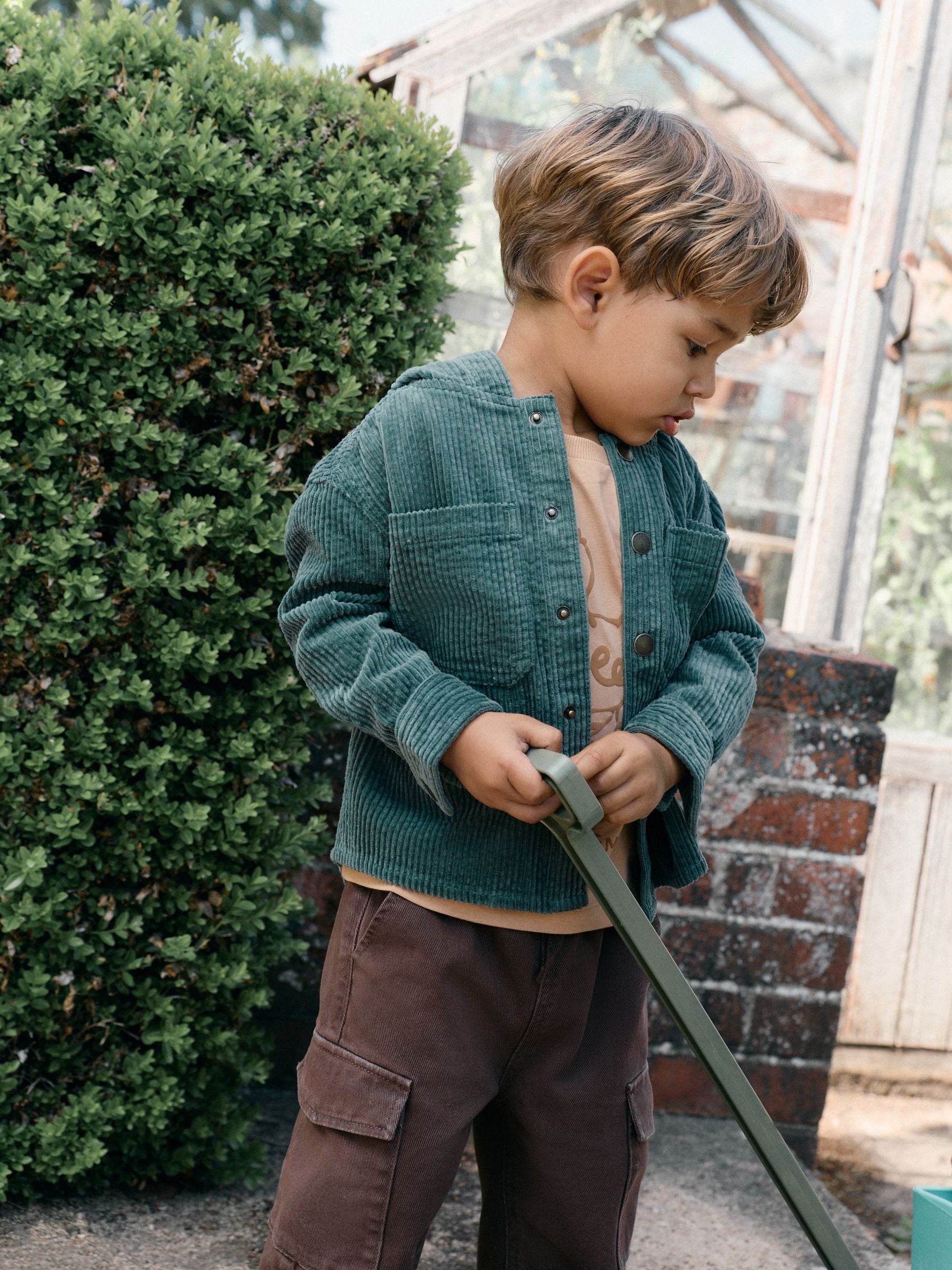 Dsiney Kidz - Dark Green Hooded Corduroy Overshirt & T-Shirt Set 2 Piece (3mths-7yrs) image 1