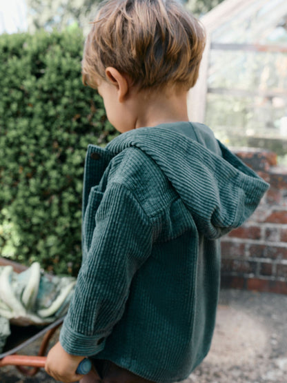 Dsiney Kidz - Dark Green Hooded Corduroy Overshirt & T-Shirt Set 2 Piece (3mths-7yrs) image 4
