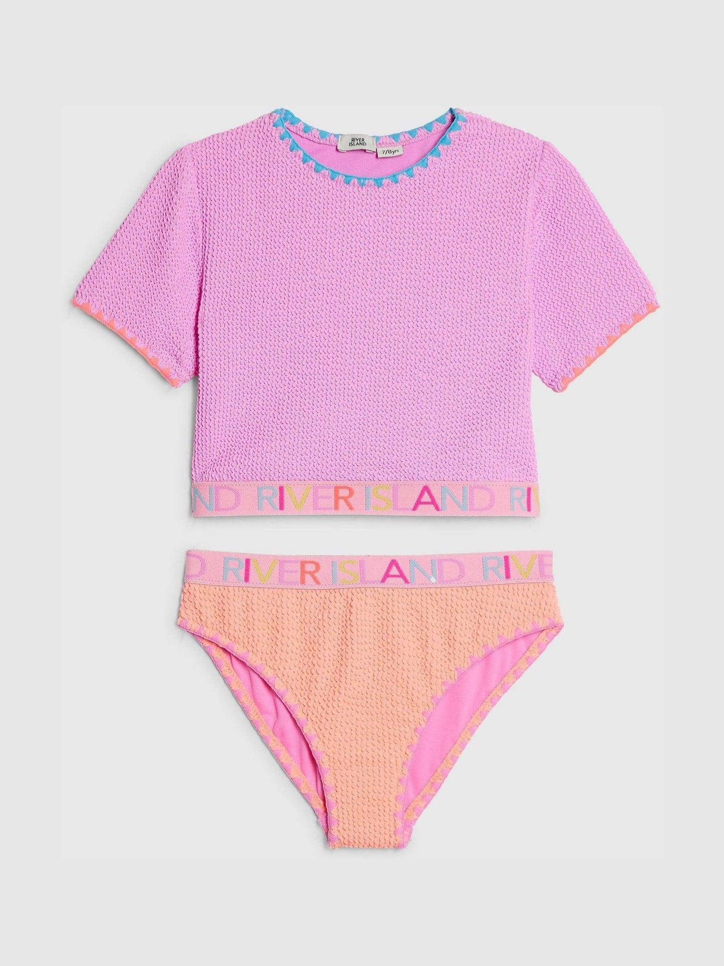 Dsiney Kidz - River Island Purple Logo Textured T- Shirt Bikini image 1