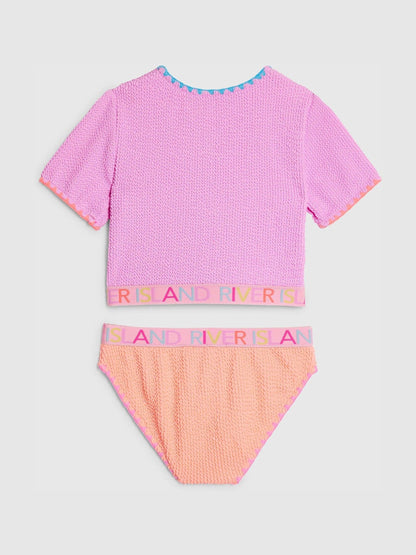 Dsiney Kidz - River Island Purple Logo Textured T- Shirt Bikini image 2