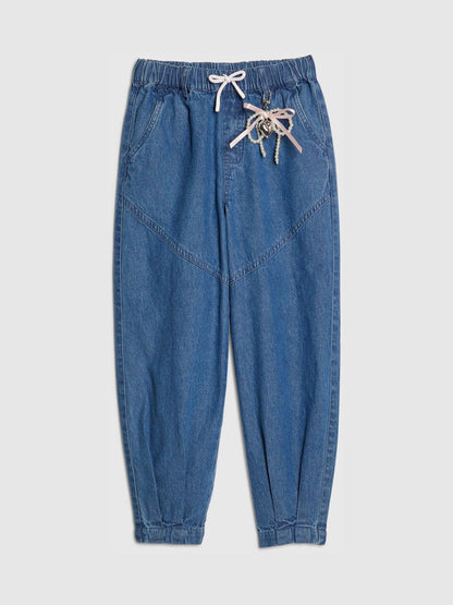 Dsiney Kidz - River Island Blue Denim Cargo Trousers with Keyring image 1