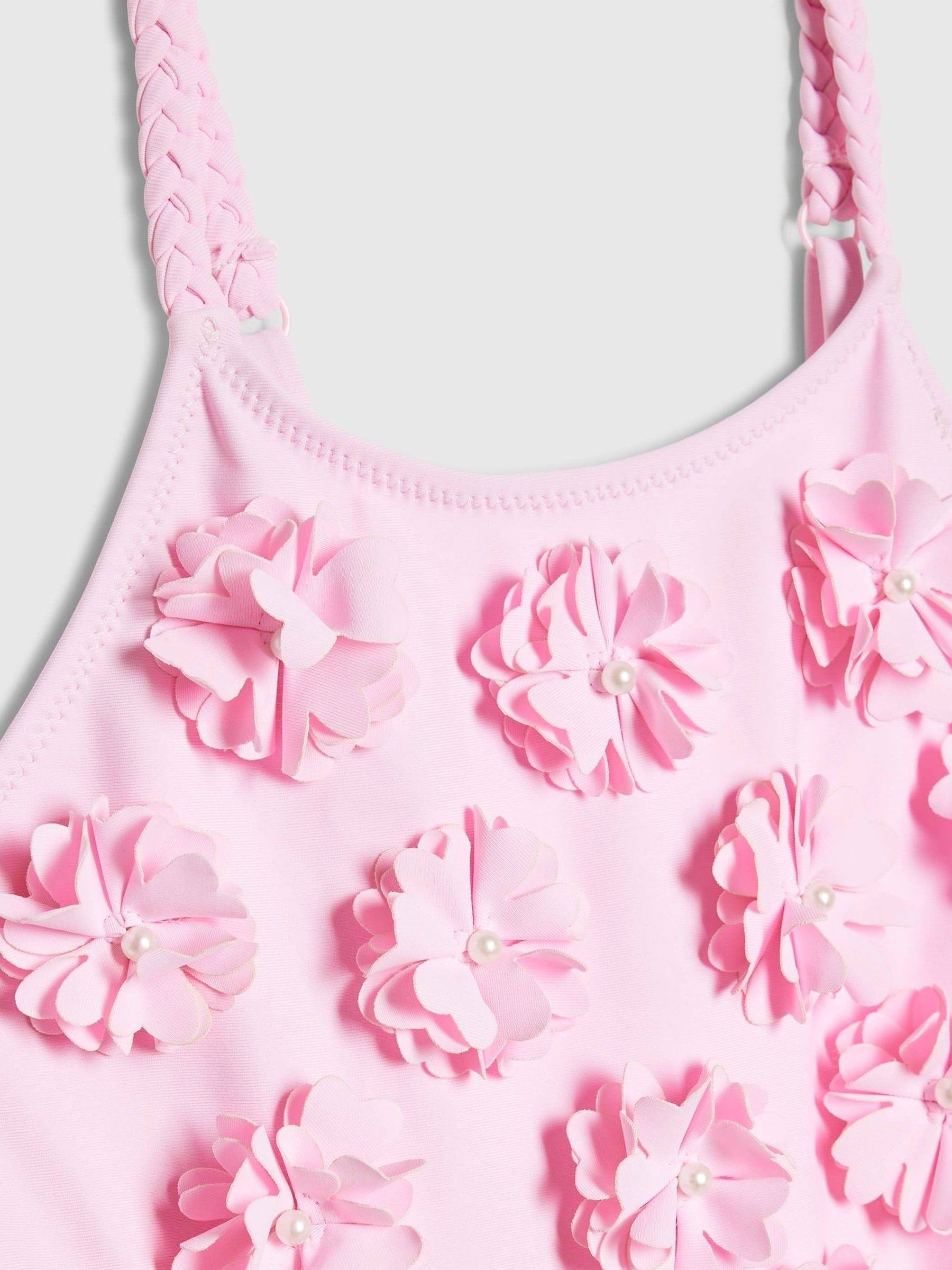 Dsiney Kidz - River Island Pink 3D Flower Swimsuit image 3
