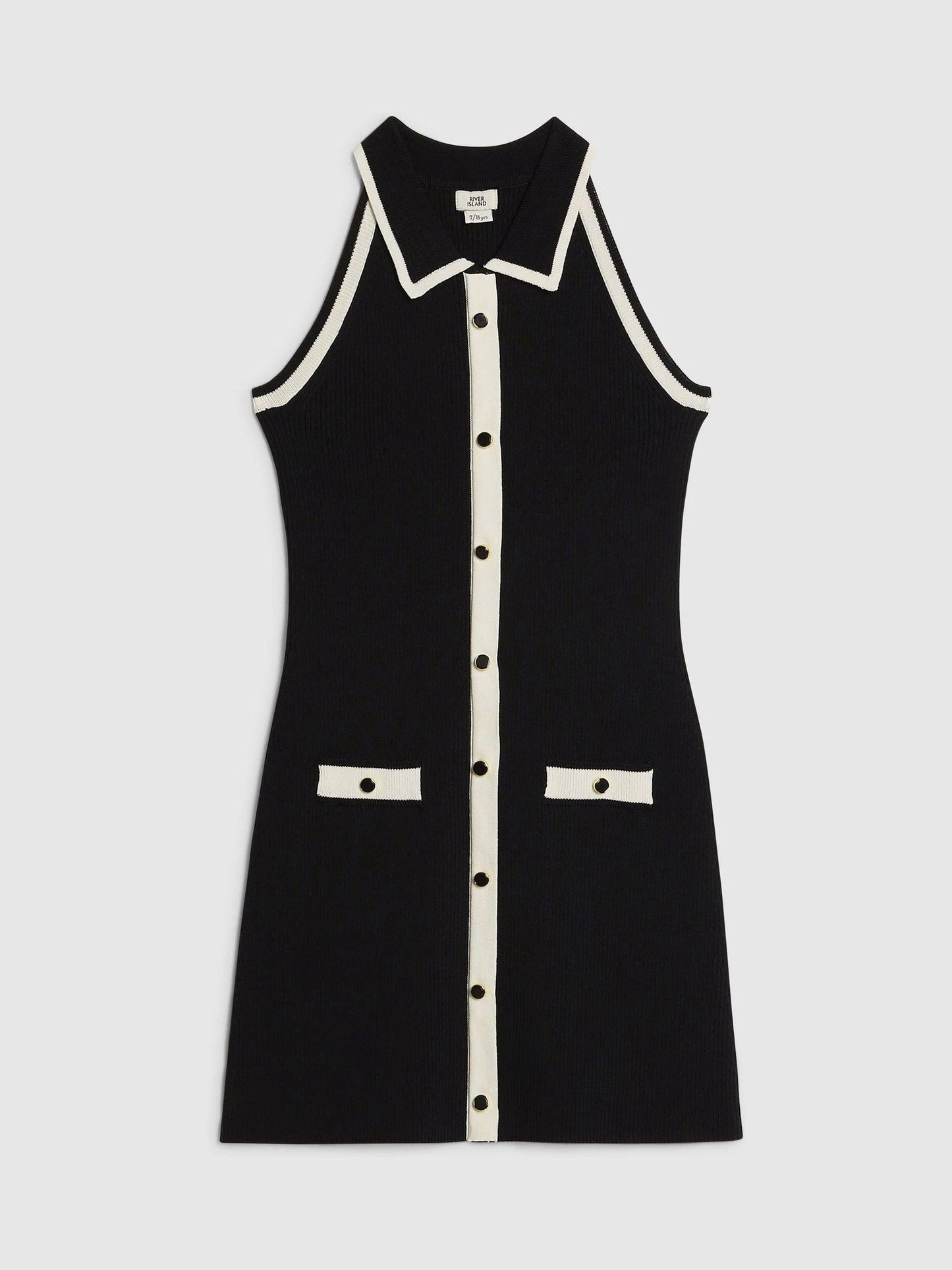 River Island Black Halter Neck Polo Dress image 1