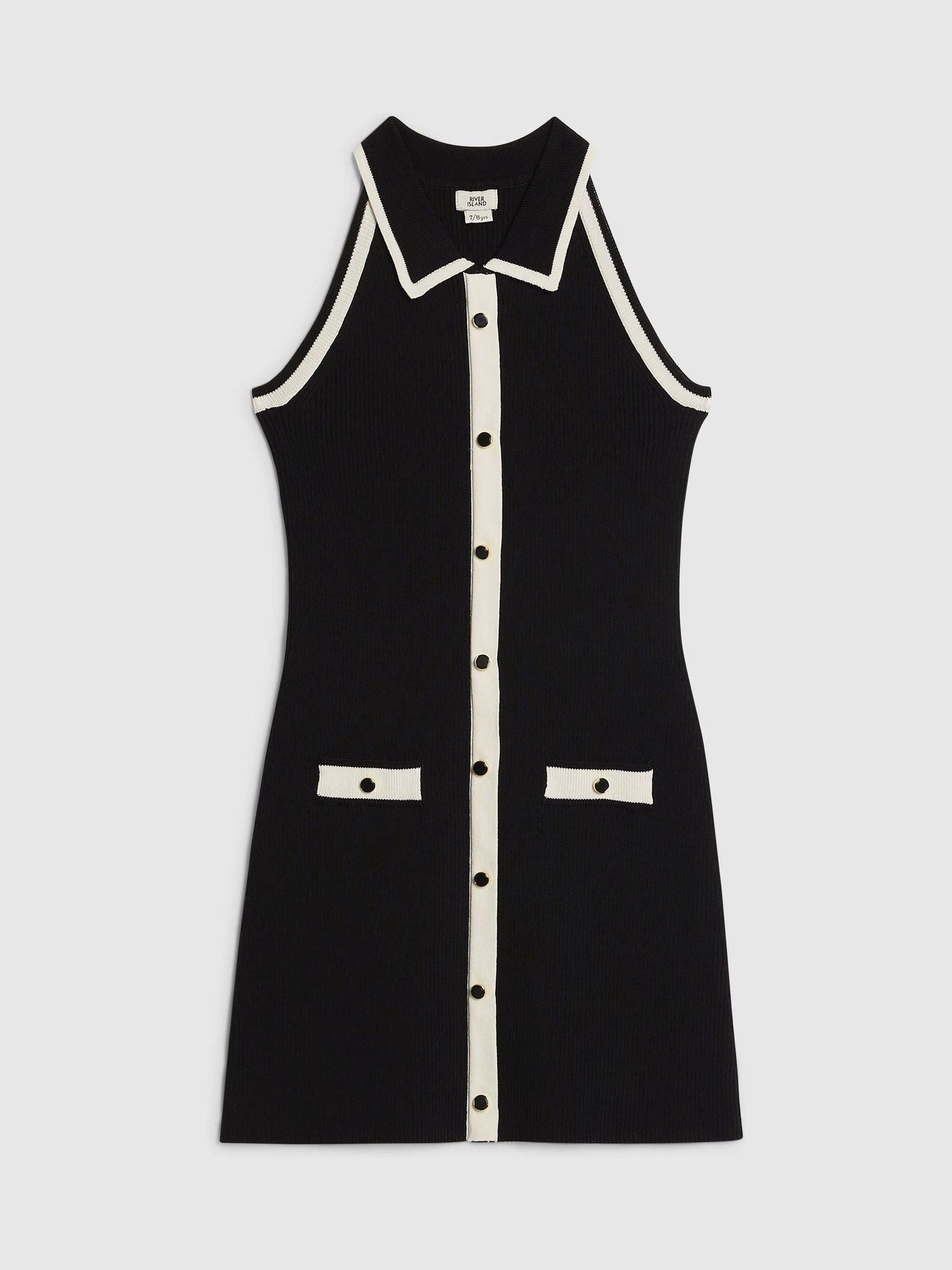 River Island Black Halter Neck Polo Dress image 1