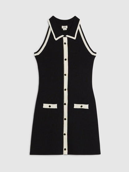 River Island Black Halter Neck Polo Dress image 1