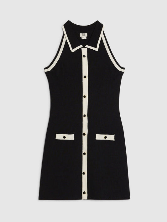 River Island Black Halter Neck Polo Dress image 1