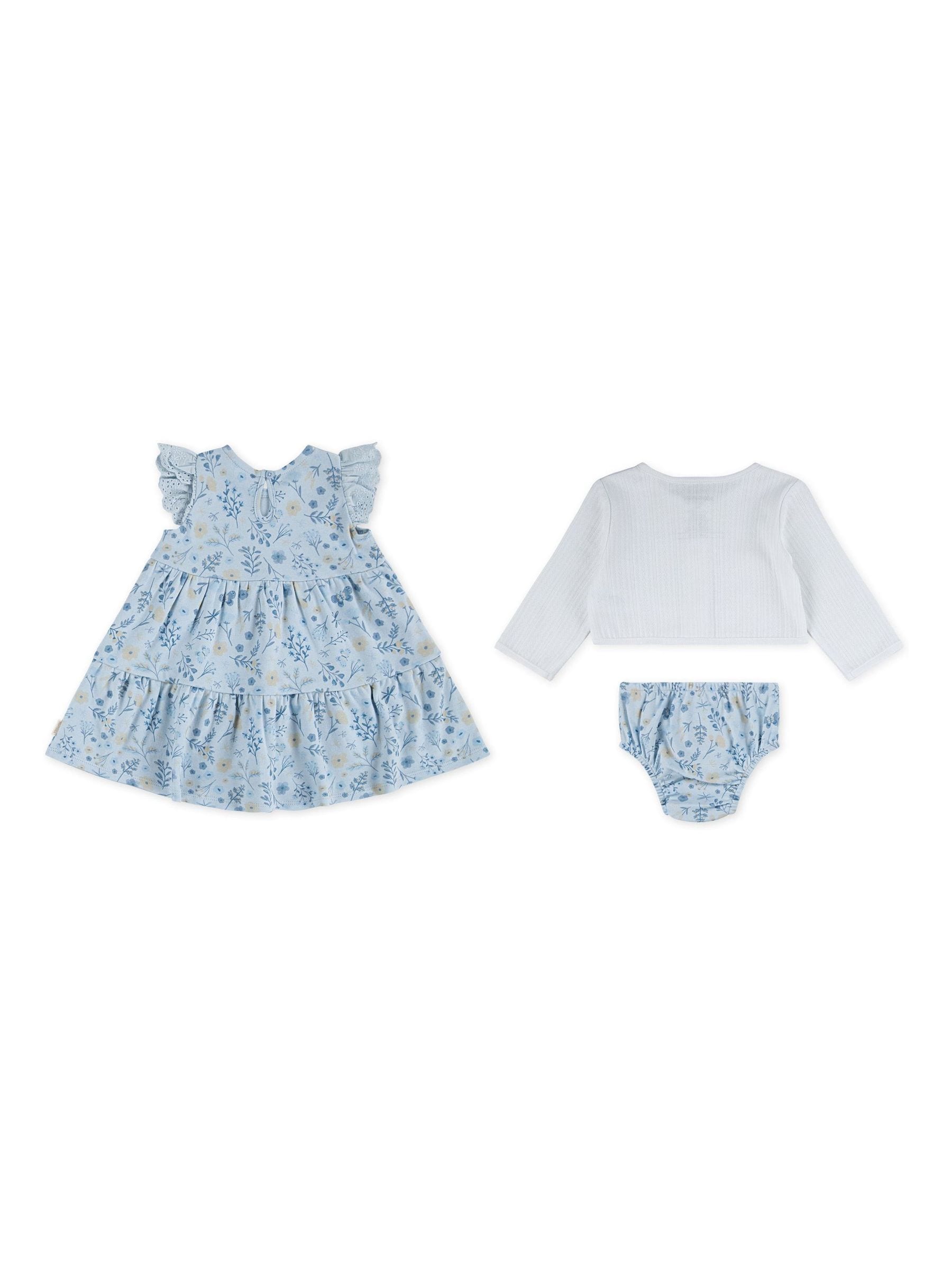 Huggies Blue Cardigan Dress & Bloomers 3 Piece Set image 2