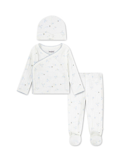 Huggies Blue Ribbed Top Leggings & Hat Set image 1