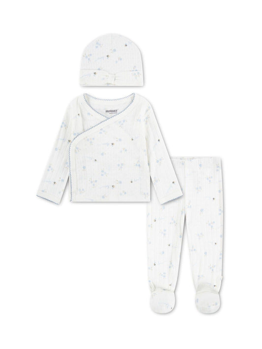 Huggies Blue Ribbed Top Leggings & Hat Set image 1