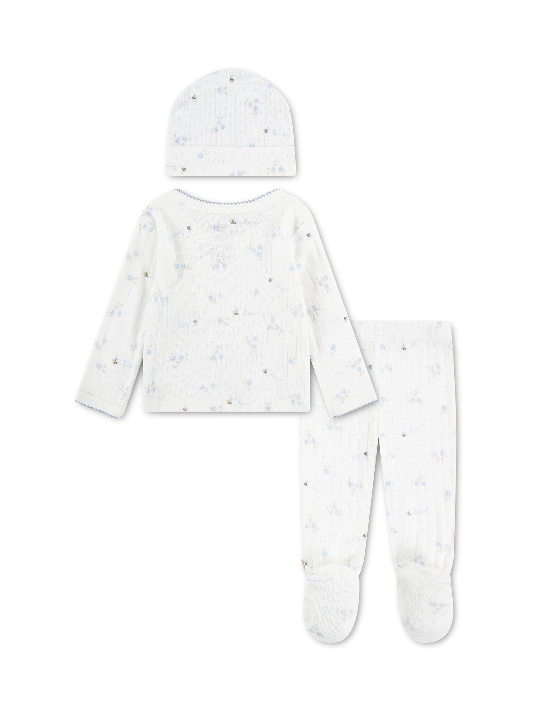 Huggies Blue Ribbed Top Leggings & Hat Set image 2