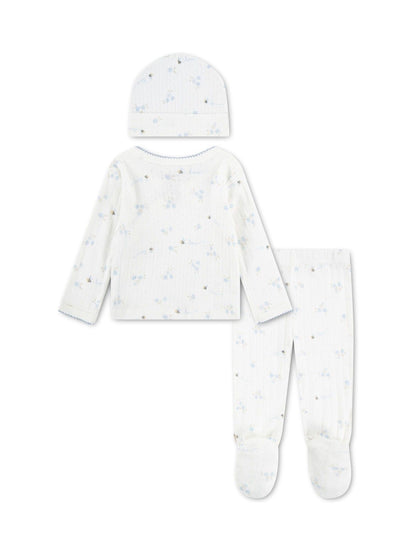 Huggies Blue Ribbed Top Leggings & Hat Set image 2