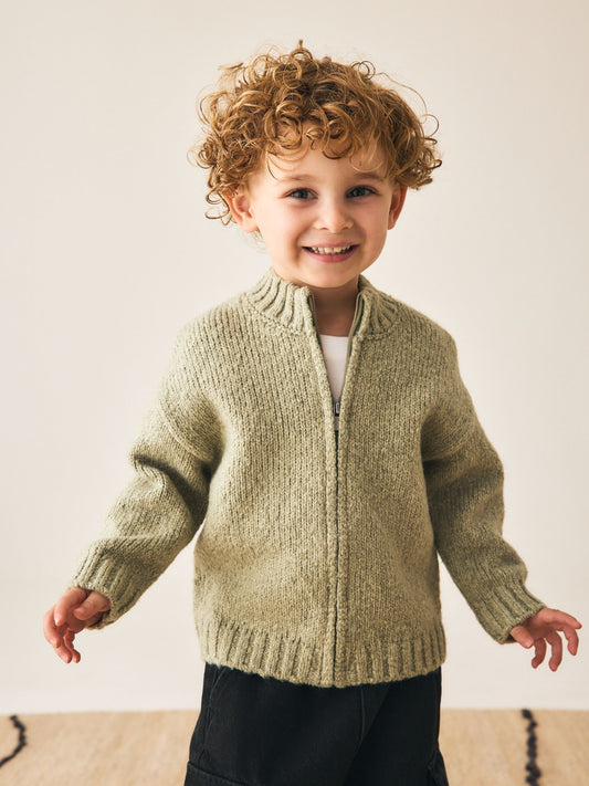 Green Zip Through Knitted Cardigan (3mths-7yrs) - image 1