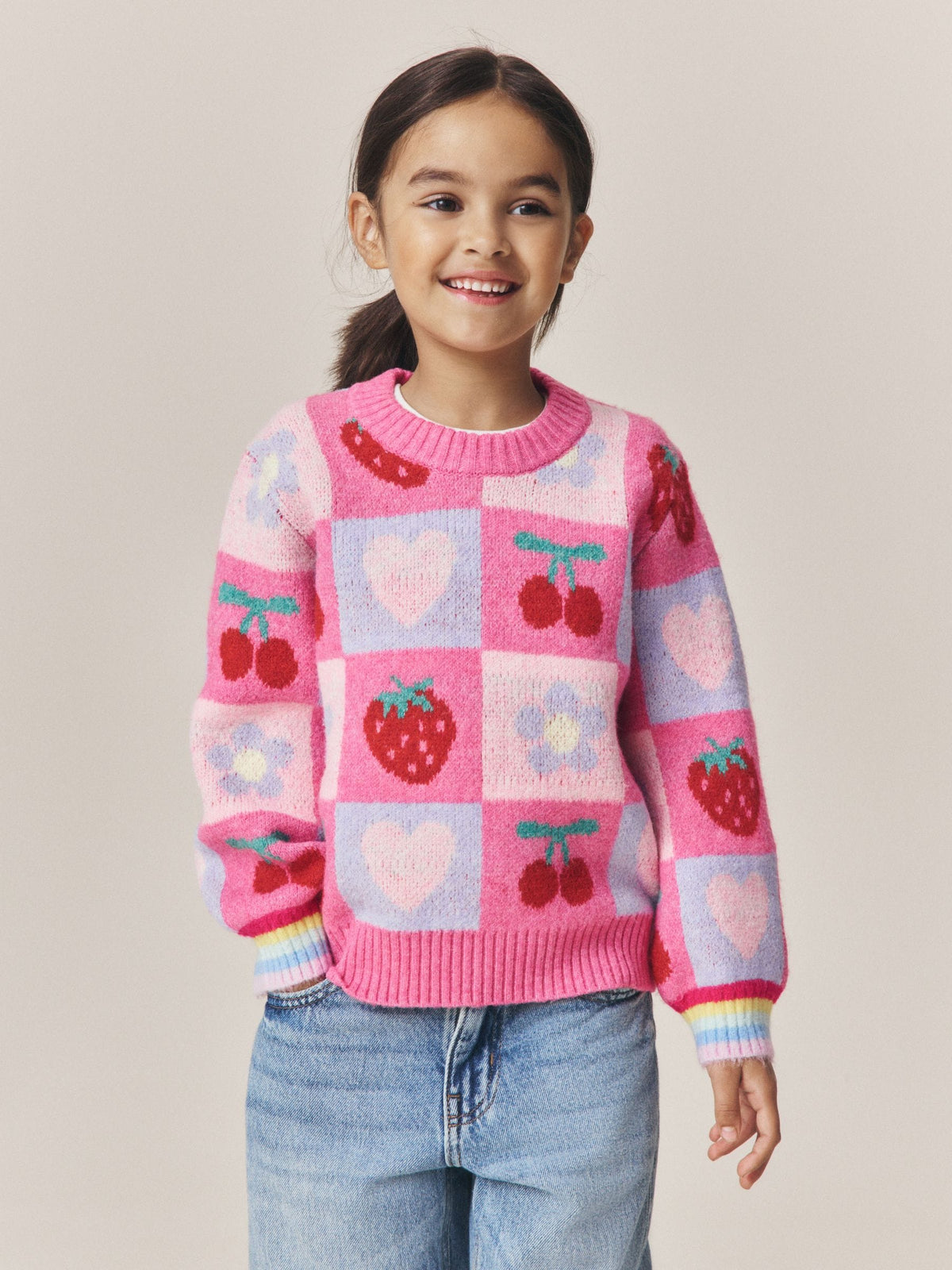 Dsiney Kidz - Little Bird by Jools Oliver Pink Fruit Checkerboard Jumper image 1