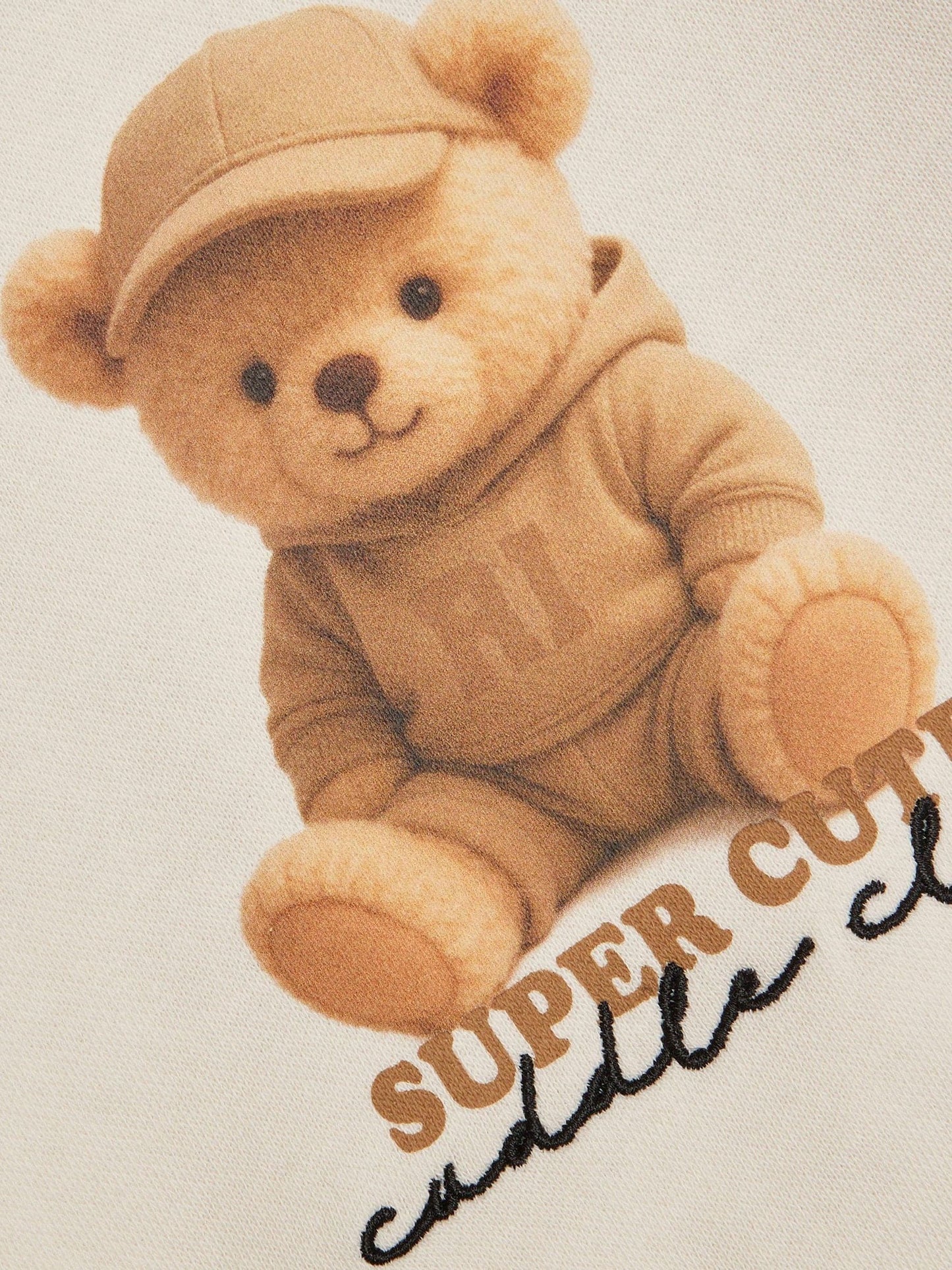 River Island Cream Super Cute Bear Sweatshirt & Jogger Set image 4