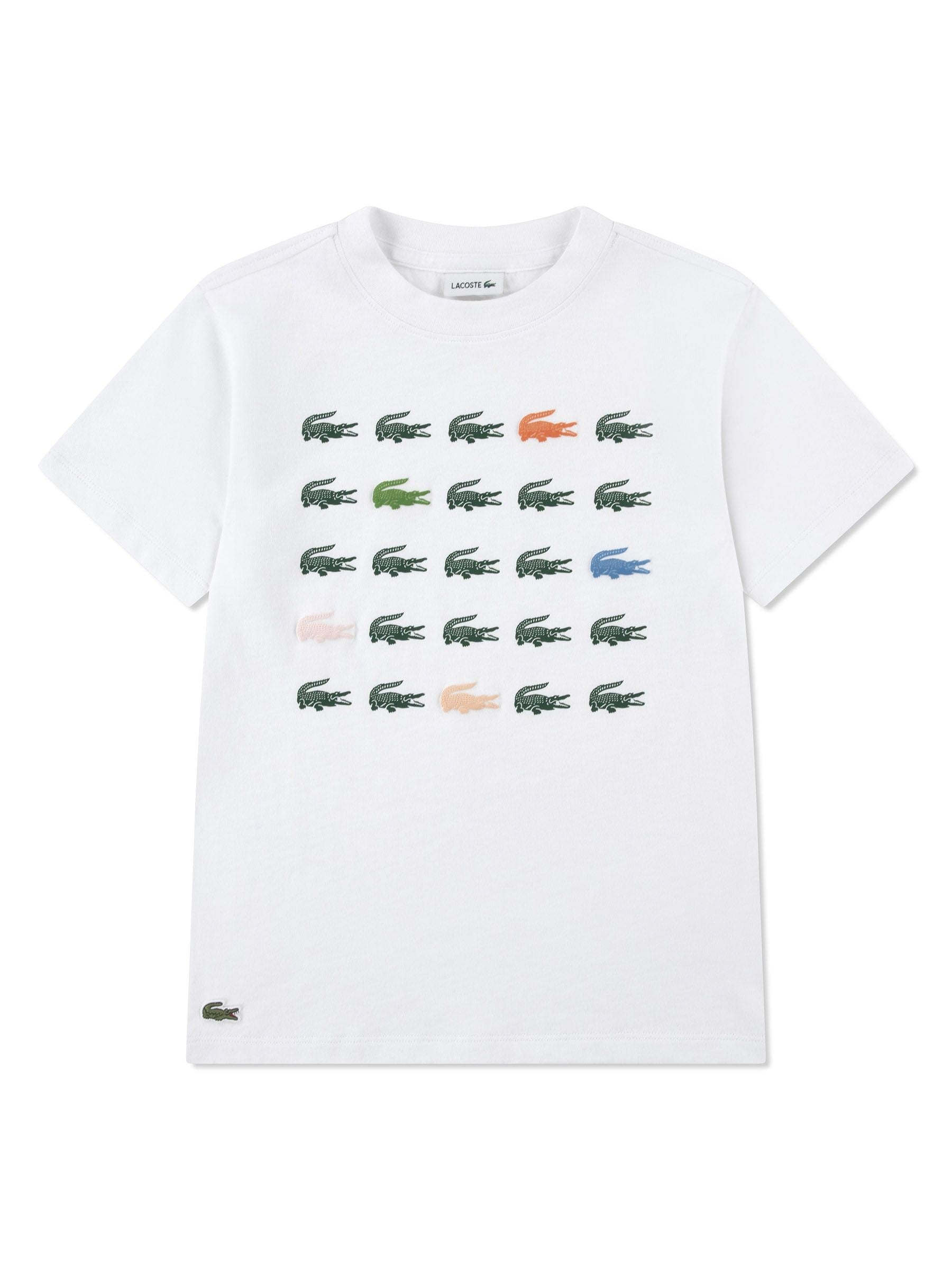 Lacoste White Croc Grid T-Shirt image 4