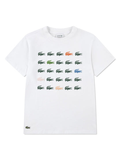 Lacoste White Croc Grid T-Shirt image 4