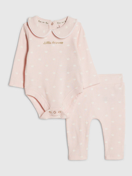 River Island Pink Little Princess Ribbed Bodysuit Set image 1