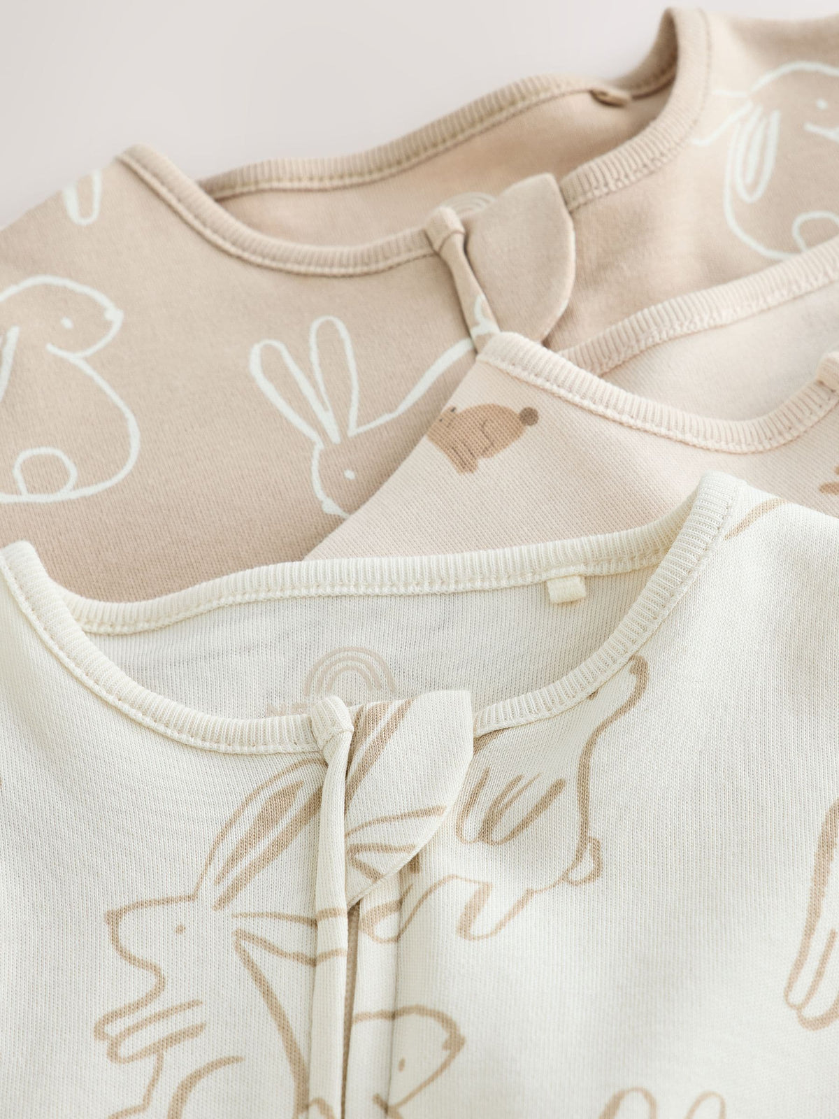Neutral Bunny Two Way Zip Baby Sleepsuits 3 Pack (0-2yrs) - image 7